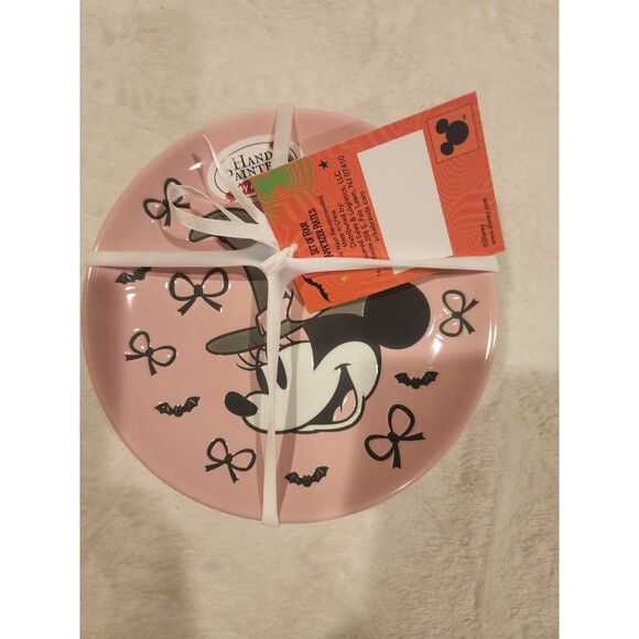 Disney Halloween Witch Minnie Mouse Appetizer Plates 4pc Holiday plate bows - Picture 3 of 5